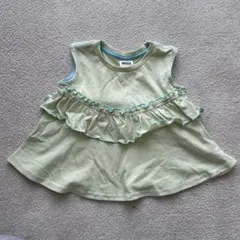 ライムグリーン フリル ノースリーブ チュニック