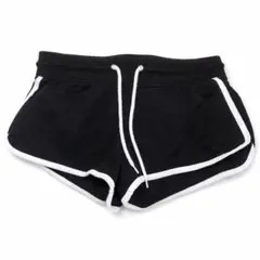 黒 ショートパンツ ホワイトライン ウエスト紐付き