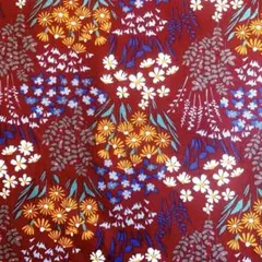 綿 シーチング 生地 布 花柄 小花 野花 ボタニカル 北欧　レッド 1m