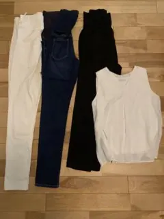 マタニティパンツ3本＋授乳対応トップス1着