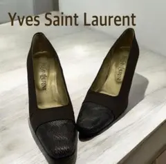 【希少】YSL×リーガル製 パンプス ブラウン スクエアトゥ 本革　24cm