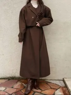 GRL フェイクウール3Wayショート丈ジャケットXワンピースセット