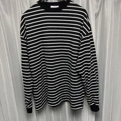 RUUBON ボーダー 長袖カットソー ブラック