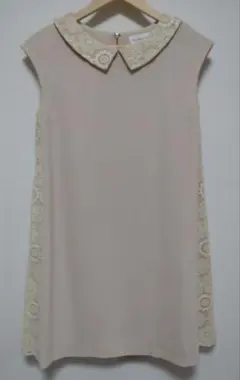 【Bon mercerie】ベージュ 裏レース生地　ノースリーブ ワンピース