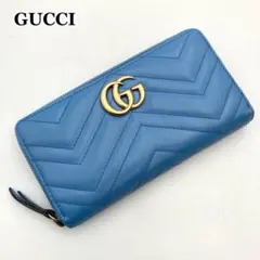 くーちゃん様専用✨GUCCI 長財布 レザー 水色 マーモントGG キルティング