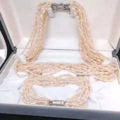 テリ最強 本真珠 パール 14連 パールネックレス pearl necklace