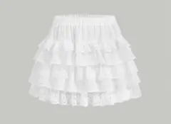 SHEIN MOD コントラストレースフリル裾 スカート