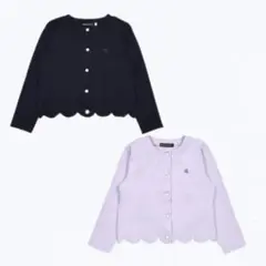 BeBe 薄紫 カーディガン スカラップヘム