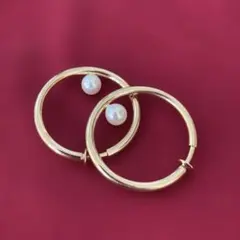 パールイヤリング ゴールド パール リンクデザイン 上品 フォーマル 結婚式