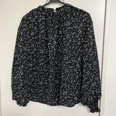 黒の水玉模様 長袖シャツ Mサイズ