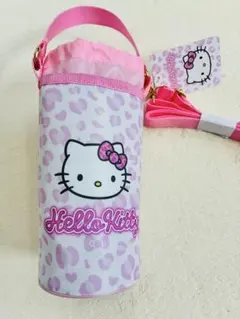 キティ　ペットボトルホルダー　ヒョウ柄キティ　水筒ホルダー　キティ　ピンク