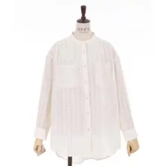 axes femme シアーチェックロングシャツ F 白 未使用のサムネイル
