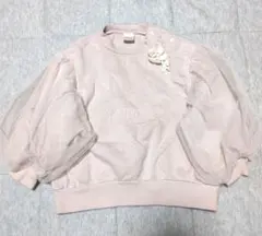 テータテート　ピンク バルーンスリーブ トレーナー 花モチーフ　90