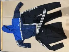 adidas ジャージセット 青/黒 3本ストライプ
