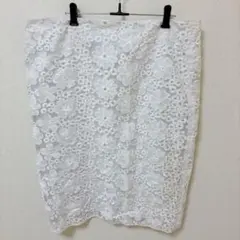 スカート 花柄 スリット ホワイト タイトスカート 大きいサイズ キレイめ