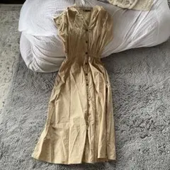 【ZARA ザラ】ノースリーブ ベージュ シャツワンピース サイズM 半袖