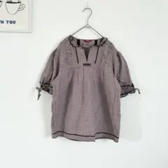 ピンクハウス　ギンガムチェック　フリルブラウス　大人可愛い　リボン