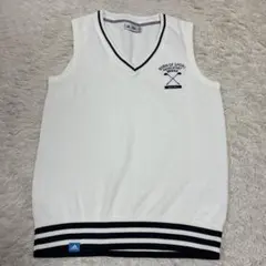adidas golf ニットベスト　M 白　ゴルフウェア　Ｖネック