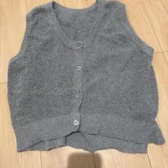 チャオパニック　グレー ニットベスト 前開き ボタン付き