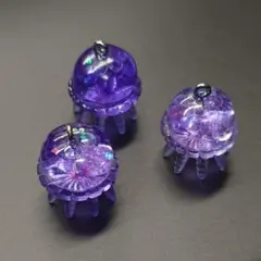 クラゲ アンブレラマーカー 3個セット パープル レジン ハンドメイド