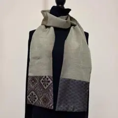 ストール　着物リメイク　ハンドメイド　正絹　紬　リバーシブル