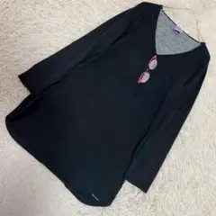 Paul Smith メガネイラストカットソー ブラック M Ｖネック オシャレのサムネイル
