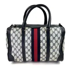 ヴィンテージ】GUCCI グッチオールドグッチGG柄 ネイビー シェリー