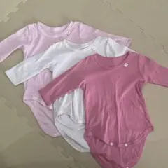 リブ素材 長袖ボディスーツ 3色セット