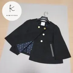 (極美品)組曲 ポンチョ風 ノーカラー ジャケット ダブル 金ボタン