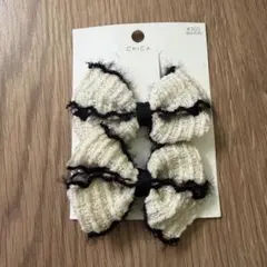 ツイード風リボンヘアアクセサリー 2個セット シャギーツィードリボンクリップ
