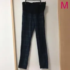 マタニティパンツブラックチェック柄M