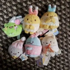 すみっコぐらし　いっしょにおとまり会　てのりぬいぐるみ　６体セット　とかげ　えび