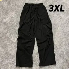 新品 ブラック コーデュロイ カーゴパンツ ウエストゴム 紐付き 3XL
