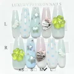 【ネイルチップ】平成女児　ドット　ウイッシュコア　クローバー　y2k 韓国