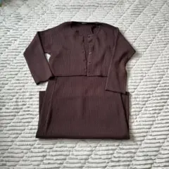 GUダークブラウン リブ編み セットアップワンピース　3XL