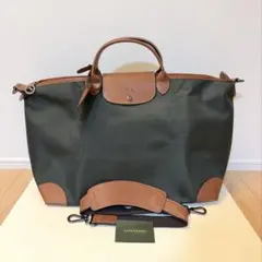 【美品】ロンシャン ボストンバッグ XL カーキ