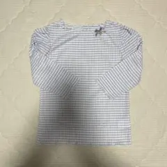 長袖カットソー パープルと白のチェック