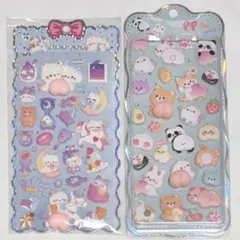 おしりシール 2枚セット 立体 3D ぷにぷに マシュマロシール ぷくぷく 動物