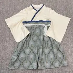 スウィートマミー 袴ロンパース 90 グリーンダマスク柄