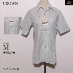 新品 CROWN トップス シャツ 半袖 ストライプ レギュラーカラー ポケットのサムネイル
