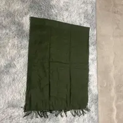オリーブグリーン フリンジ付きマフラー長さ190センチ