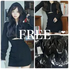 Darich♡オープンケーブルニットミニワンピース♡ブラック♡FREE