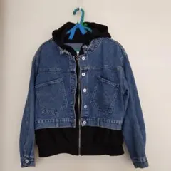 【Piacereピアチェーレ】ブルーデニム、パーカードッキングジャケットGジャン