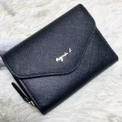 【極美品】 アニエスベー 三つ折り ペーパーウォレット ブラックのサムネイル