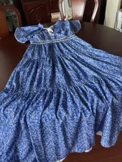 ＣＯＥＬ　サマードレス　ティアード　ブルーラッフルワンピース 半袖 38