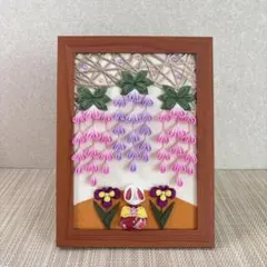 【3】季節の飾り　藤の花　フレーム　ちりめん細工　つまみ細工