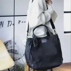 【美品】toleur ポリエステル 2way トートバッグ 黒　A4可のサムネイル