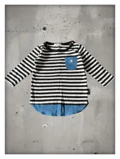 POLO Baby ボーダー カットソー 80cm ロンT デニム切替