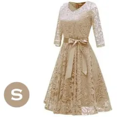 ドレス パーティードレス レディース 結婚式 七分袖 かわいい ワンピース