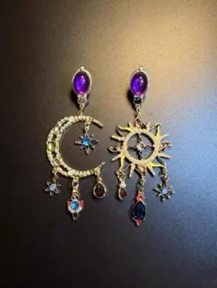 エスニックデザイン ピアス 月と太陽